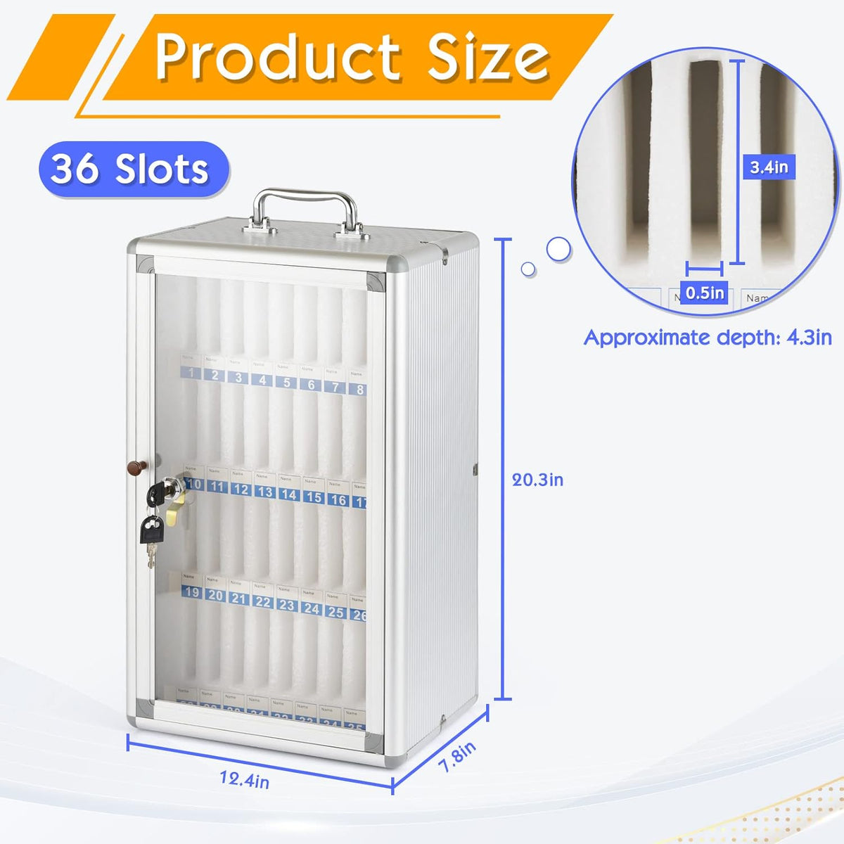 36 Slots Aluminum Alloy Pocket Chart Storage Cabinet with Locked V725