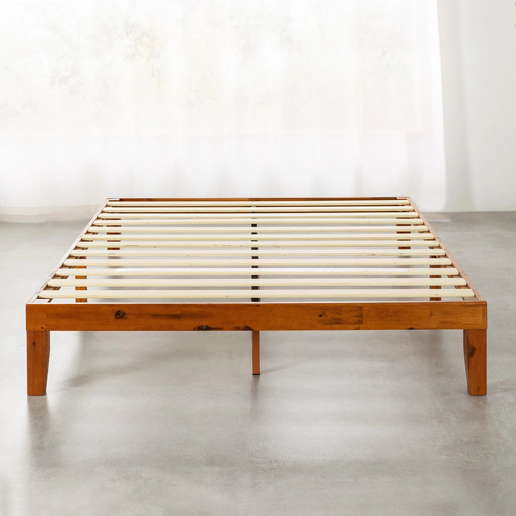 12" Solid Wood Platform Bed with Wooden Slats, Queen, Cherry X289739