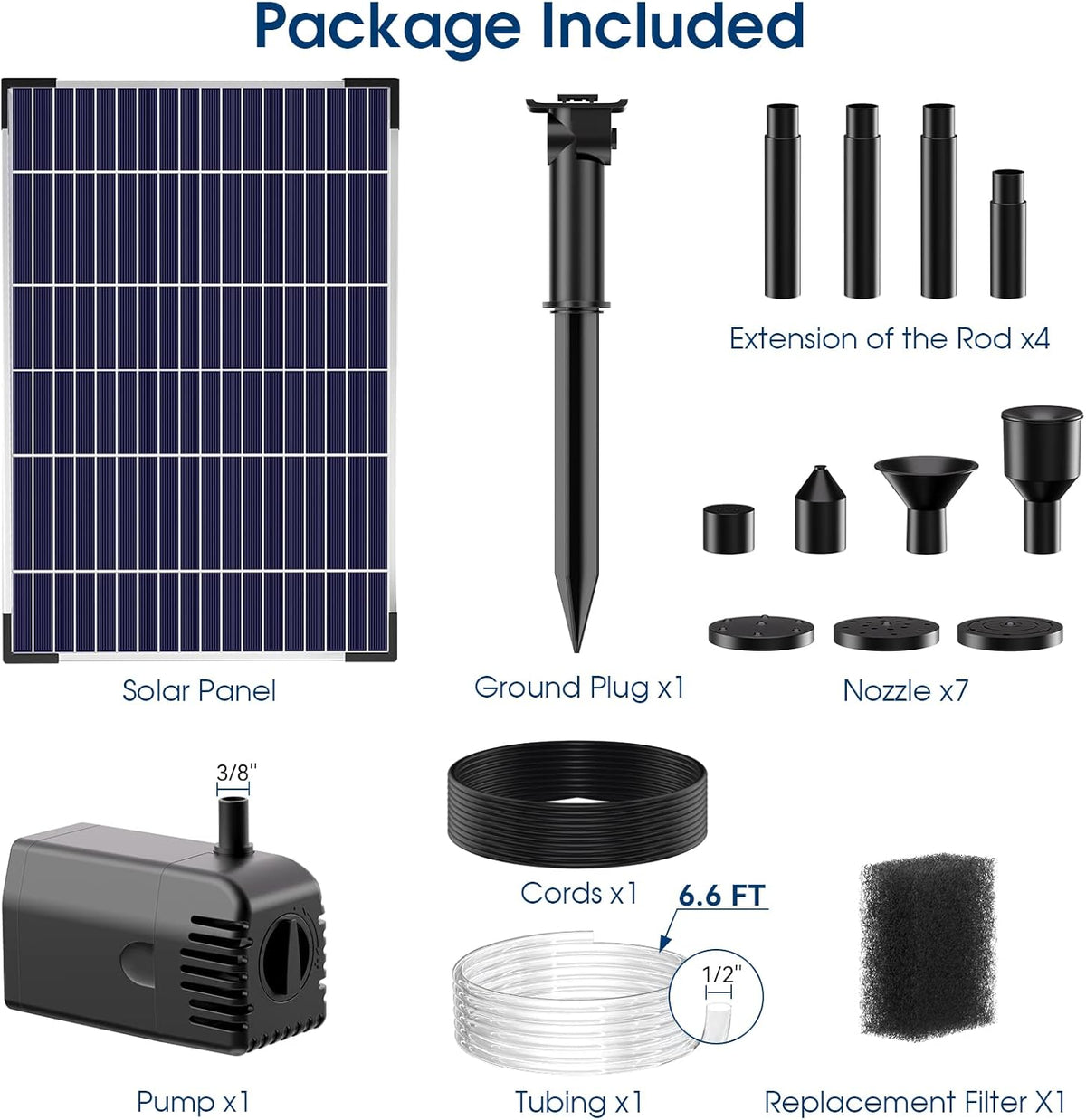 12 Watt Solar Fountain Pump Kit with PVC Tubing I946972