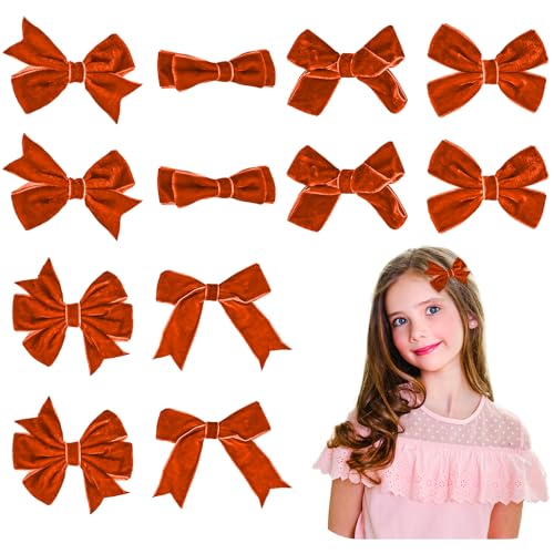 Red Christmas Velvet Ribbon Bow Hair Clips O64443