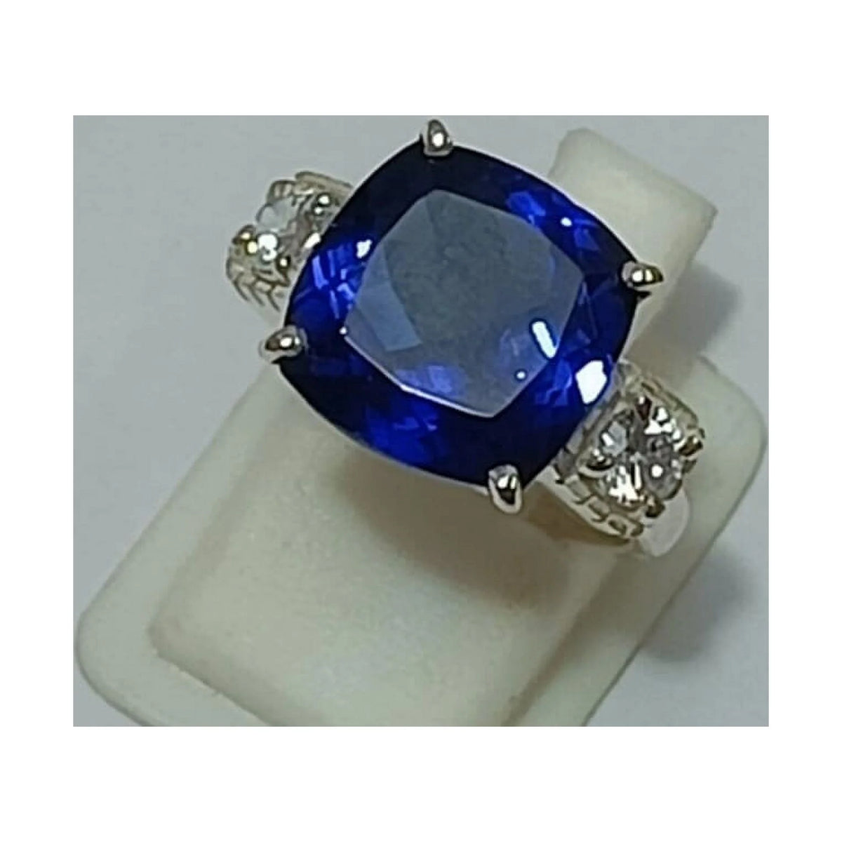 Elongated Cushion Engagement Ring with Blue Sapphire X627
