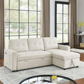 Light Gray Chenille Reversible Sleeper Sectional Sofa with Storage Chaise W4565