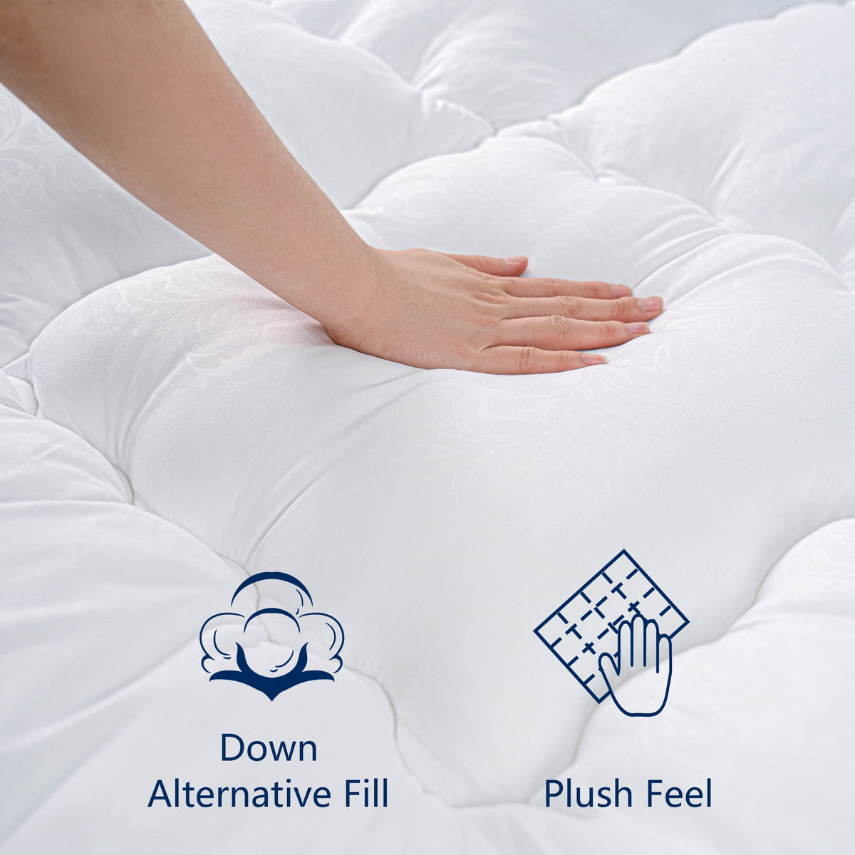 Queen Rose Cooling Plush Pillow Top Mattress Pad with Elastic band F755