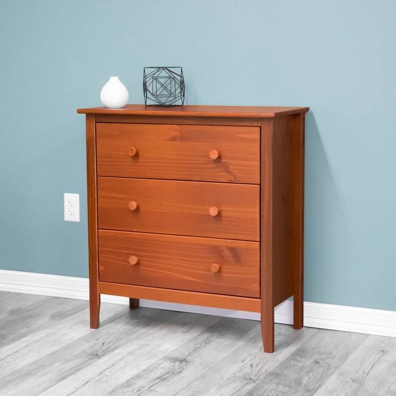 Solid Pine 3-Drawer Chest, Pecan Brown H40140