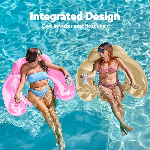 2 Pack Inflatable Pool Chairs with Cup Holders T21192