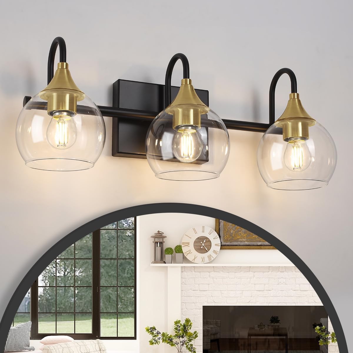 Black Gold 3 Light Bathroom Vanity Light B464