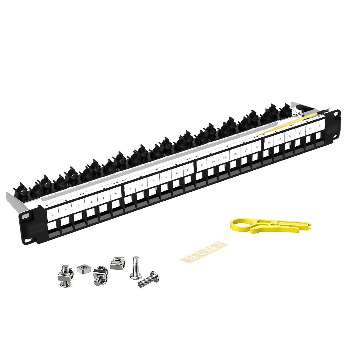 24 Ports 1U Blank Keystone Patch Panel, 19 inch Rack or Wall Mount Pack of 2 X622