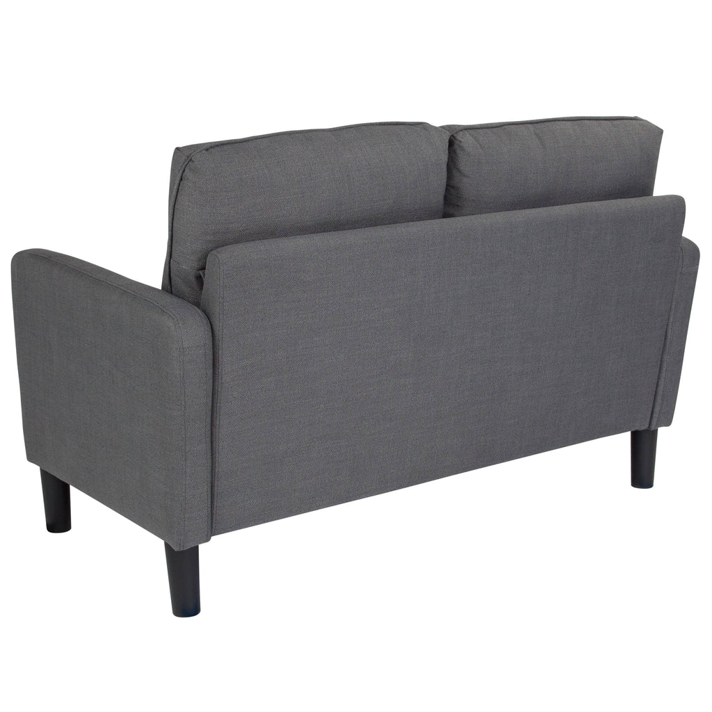 Brown Leather Straight Arm Loveseat S6862