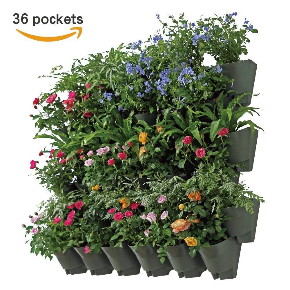 12 Pack 36 Pockets Self Watering Vertical Wall Hangers with Pots A4711