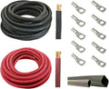 4/0 AWG 10 Feet Black + 10 Feet Red Pure Copper Ultra Flexible Cable + 5pcs 5/16 & 5pcs 3/8 Copper Cable Lug Terminal Connectors + 3 Feet Heat Shrink Tubing F742773