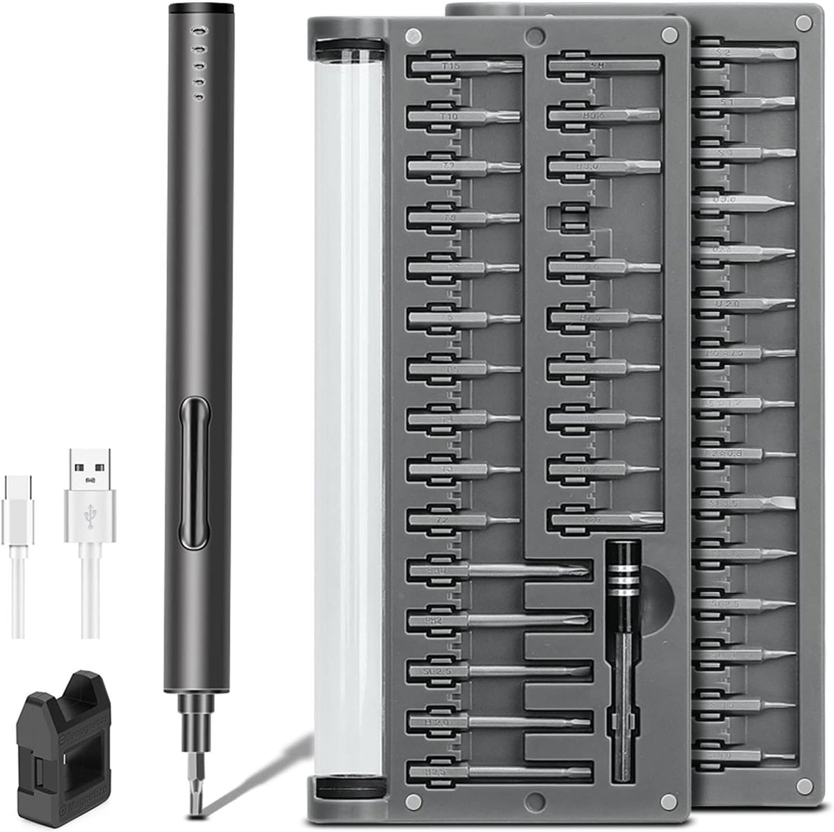 Mini Electric Screwdriver Set with 55 Precision Bits & LED Light X5938