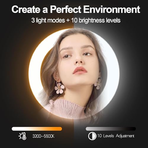 10" Dimmable LED Ring Light with Tripod Stands and Phone Holder S817