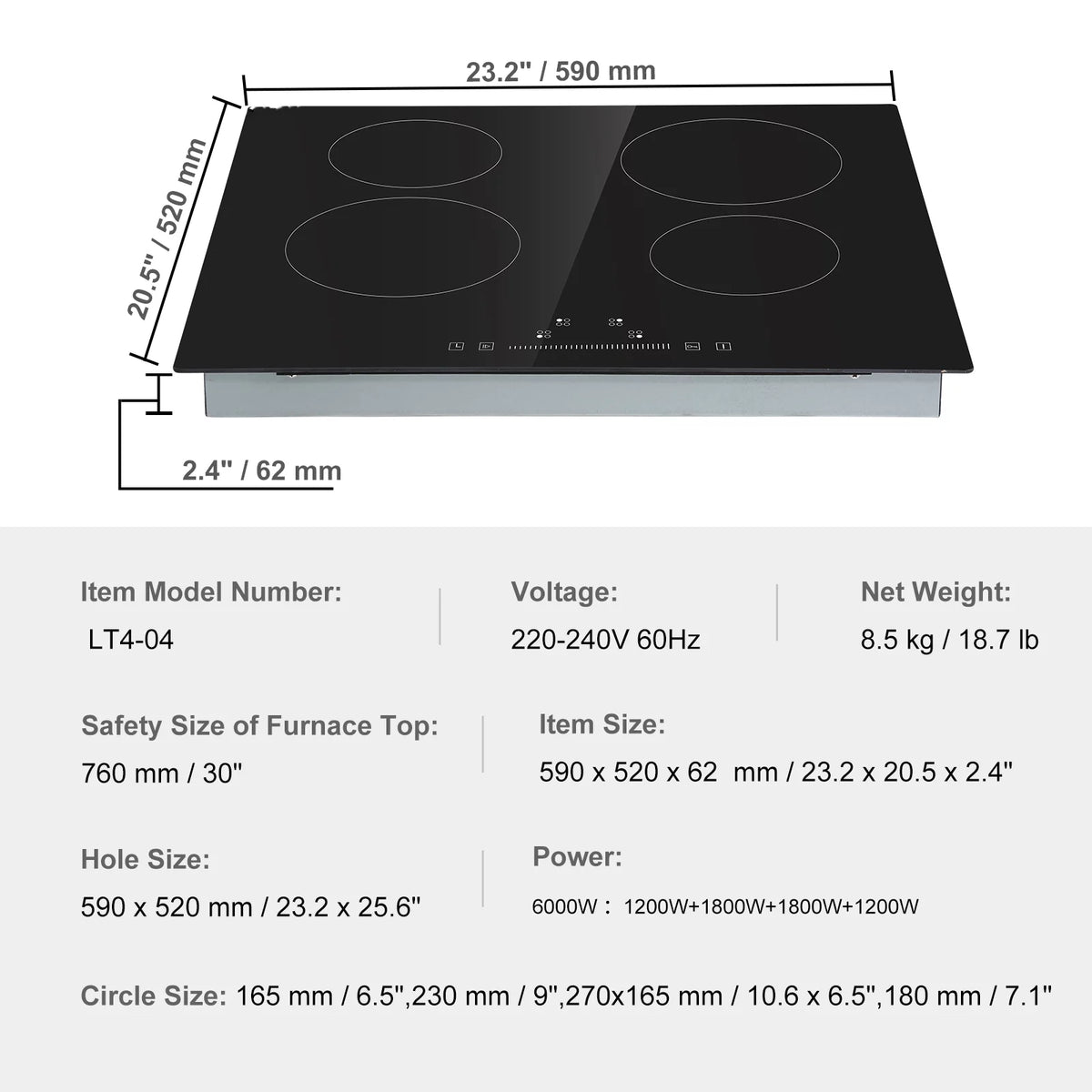 8600W Built-in Electric Ceramic Cooktop 5 Burners B929
