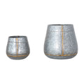 Galvanized Metal Planters, Antique Zinc Finish, Set of 2 Y75575