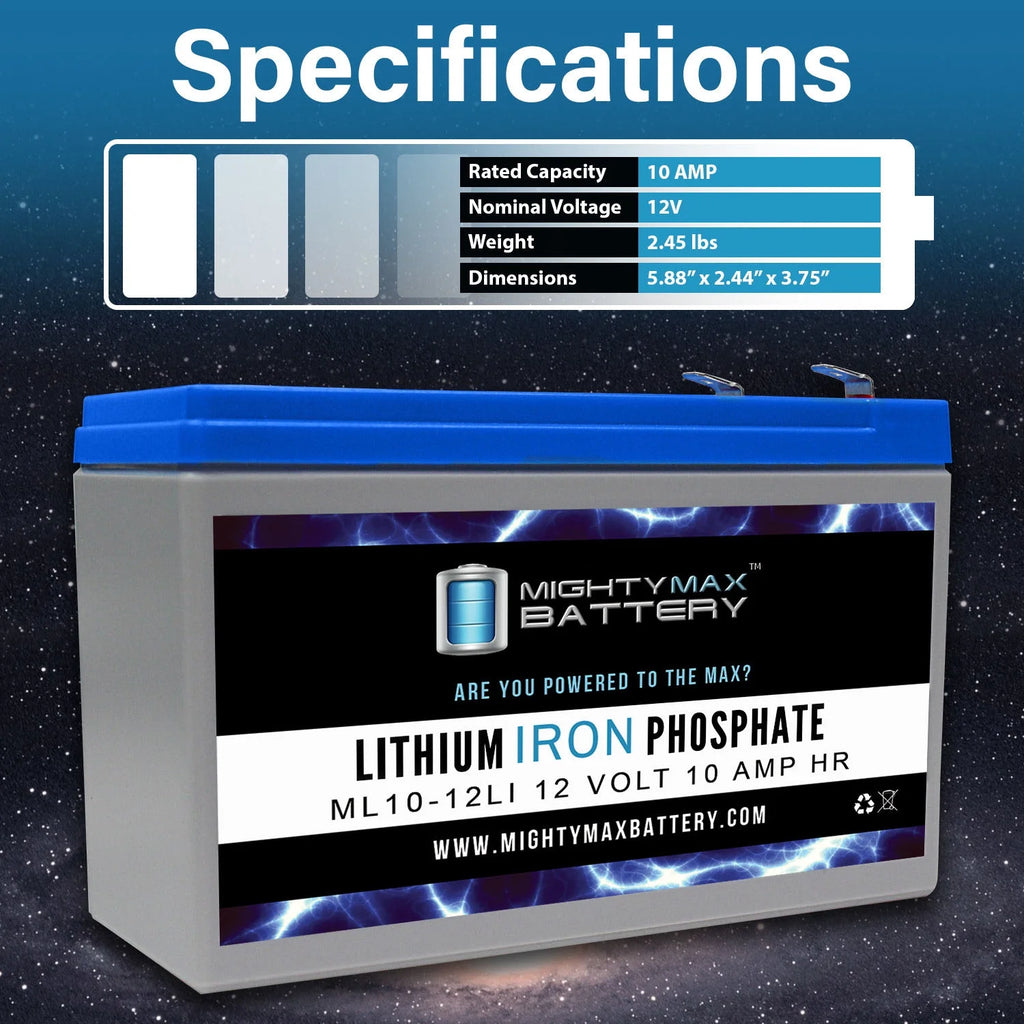 12V 10AH Lithium Replacement Battery 4 Pack F721524