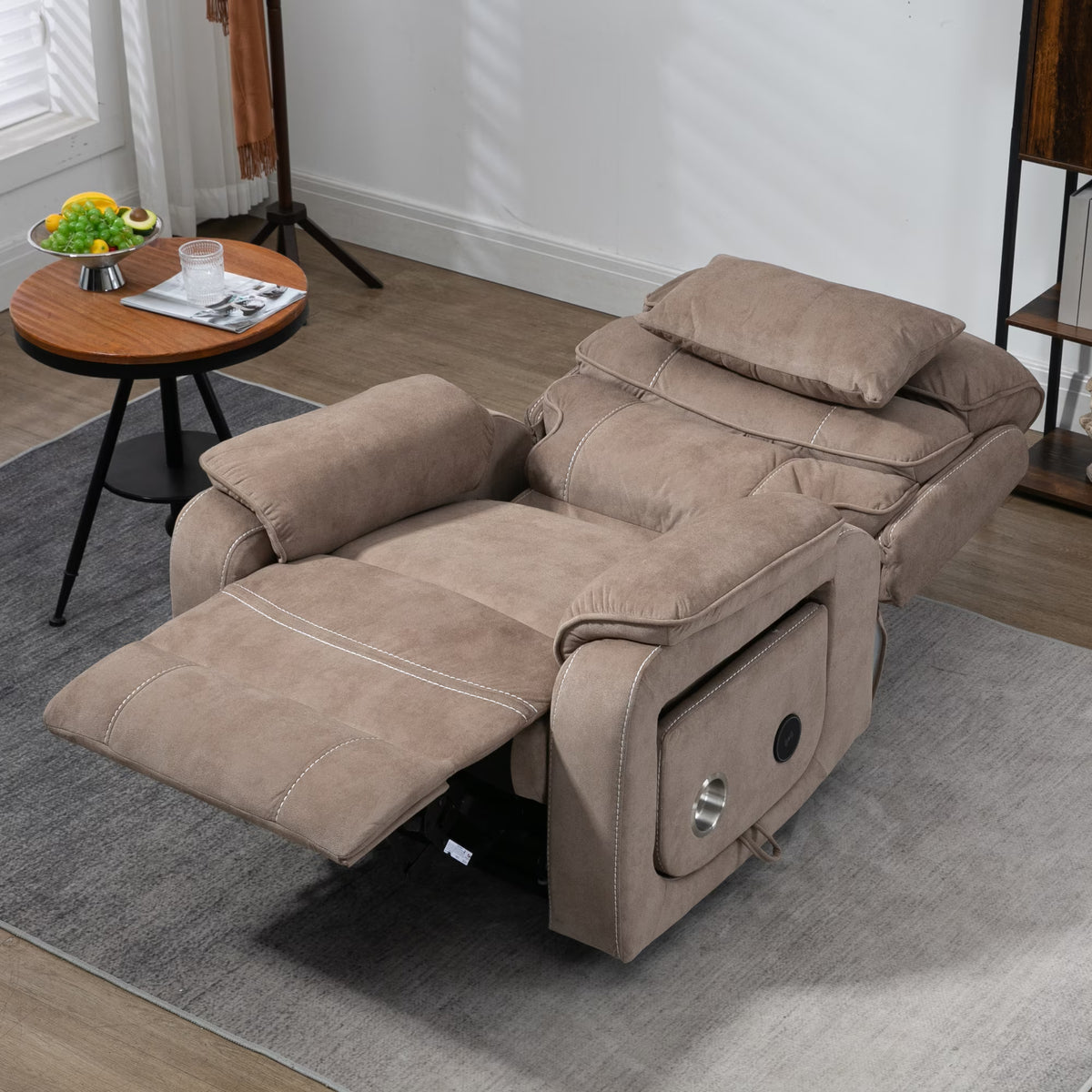Lay Flat Recliner with Tabletop, Wireless Phone Charger, Cup Holder & Lumbar Pillow, Dual Motor Lift Chair, 400 lbs Capacity G56361