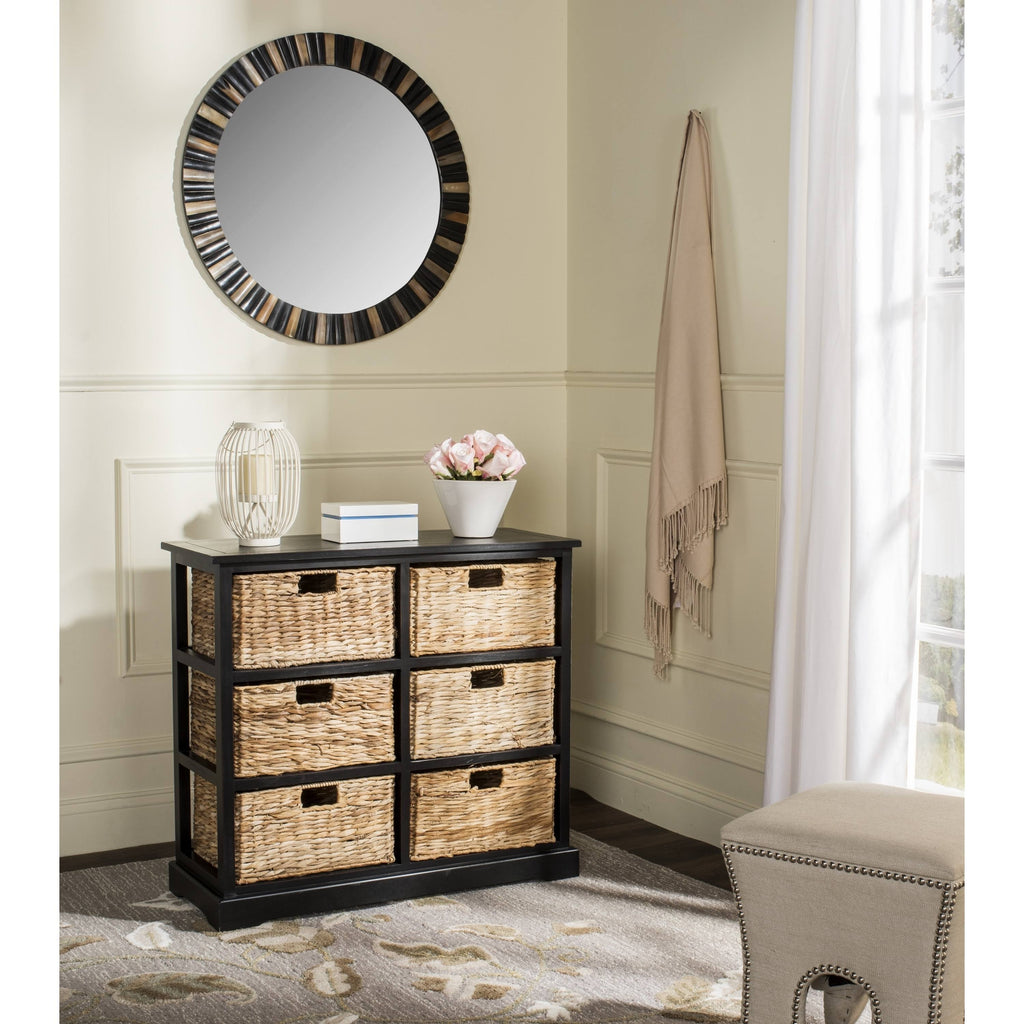 Distressed Black Wicker Basket Storage Chest J445787