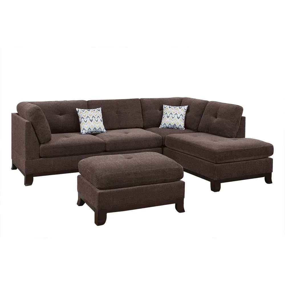 Chenille Reversible Sectional Sofa with Ottoman P94057