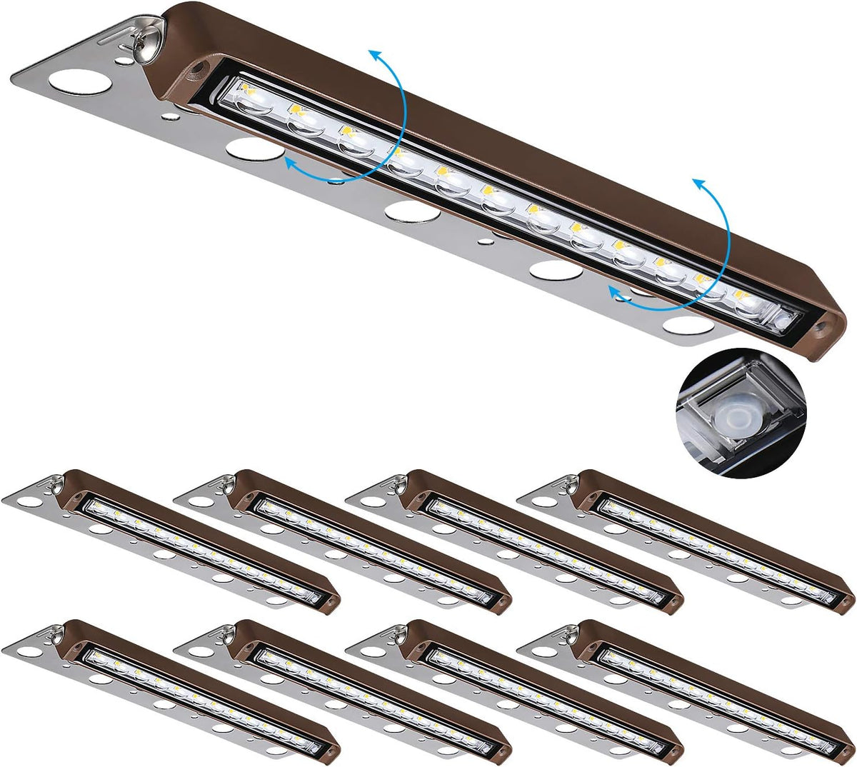 8-Pack 12 Inch Dimmable LED Hardscape Lighting 3-Way Swivel Retaining Wall Lights K236