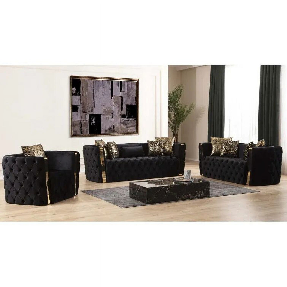 Velvet Sofa Set 3 2 1 Seater Upholstered X51868