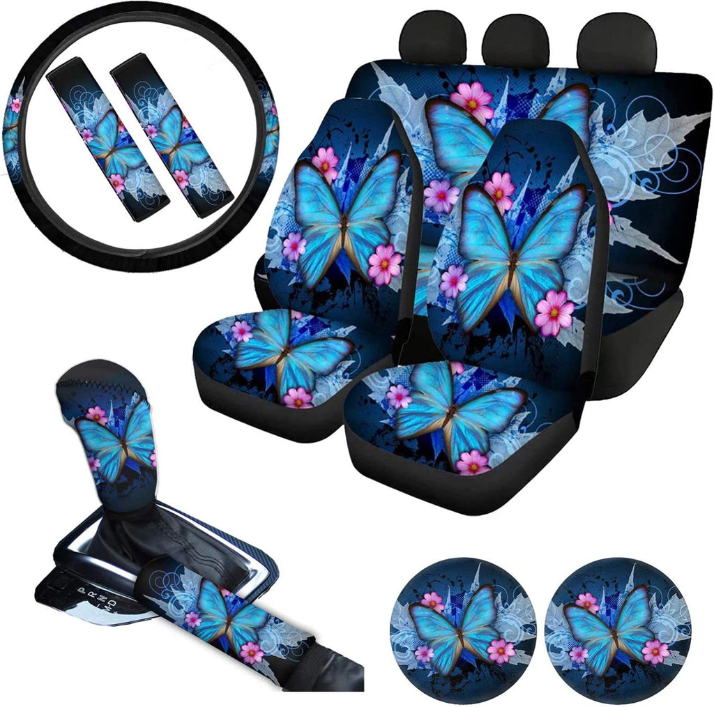 Pink Car Seat Cushion Full Set Steering Wheel Cover Seat Belt Pads Cupholder Coasters Gear Knob Handrake Covers Q280615