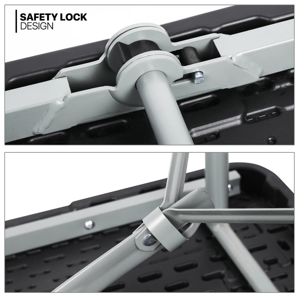 10 Pieces Plastic Folding Card Table with Carrying Handle, Black Y57604