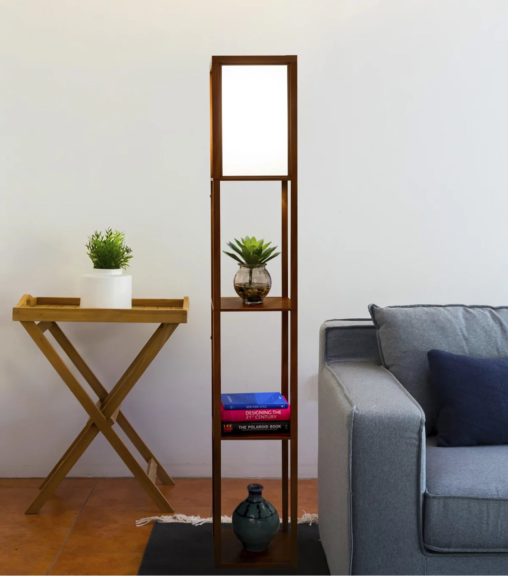 Standing Tower Floor Lamp with Shelves N121747
