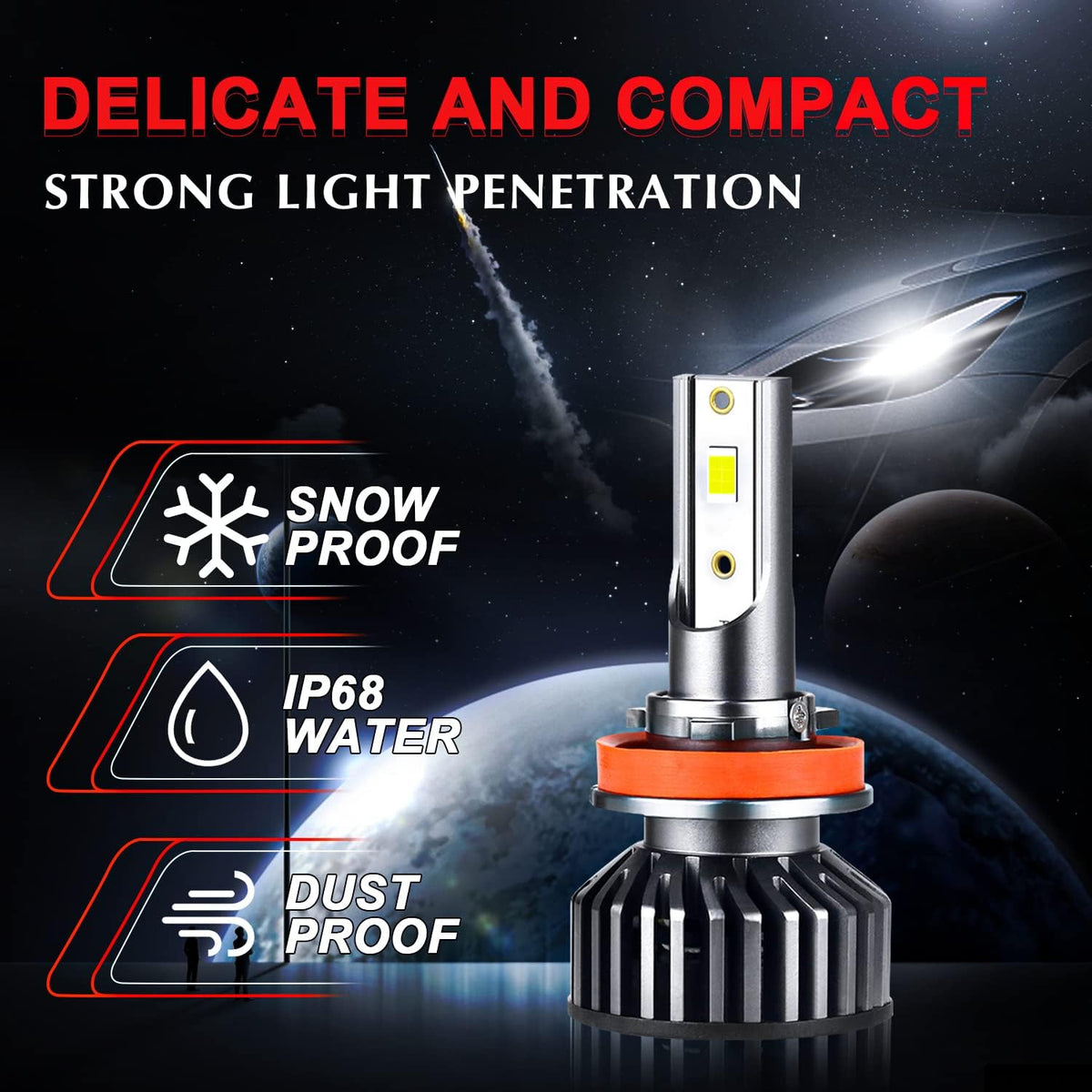 9005 High Beam + H11 Low Beam LED Headlight Bulbs, 6000K Cool White, Pack of 4 Pack of 2 L978466