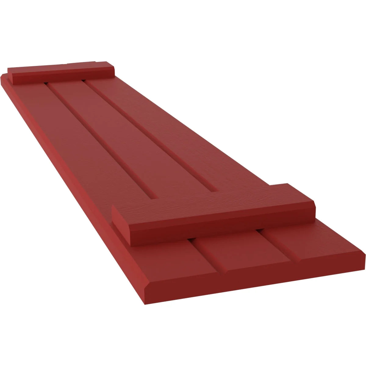Real Wood Joined Board-n-Batten Shutters with Elliptical Top, Fire Red P360