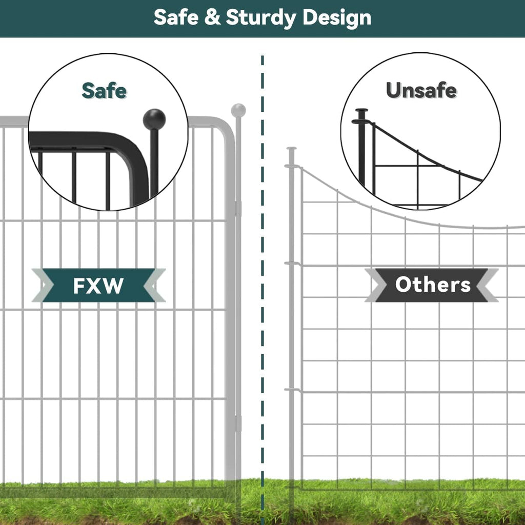 Black 7 Panels+1 Gate Metal Fence K18375