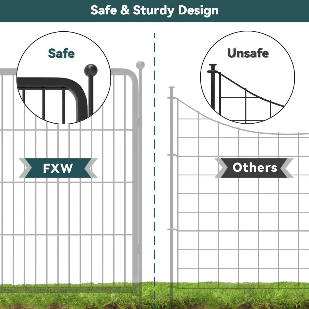 Black 7 Panels+1 Gate Metal Fence K18375