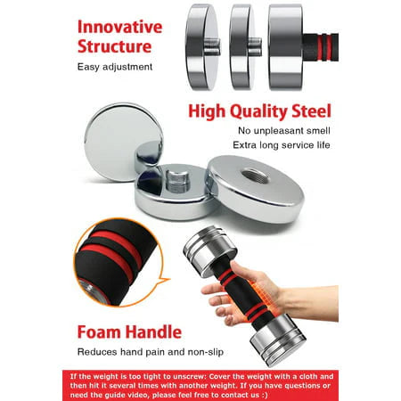 Adjustable Dumbbells Pair Steel Weight Set with Foam Handle S24206
