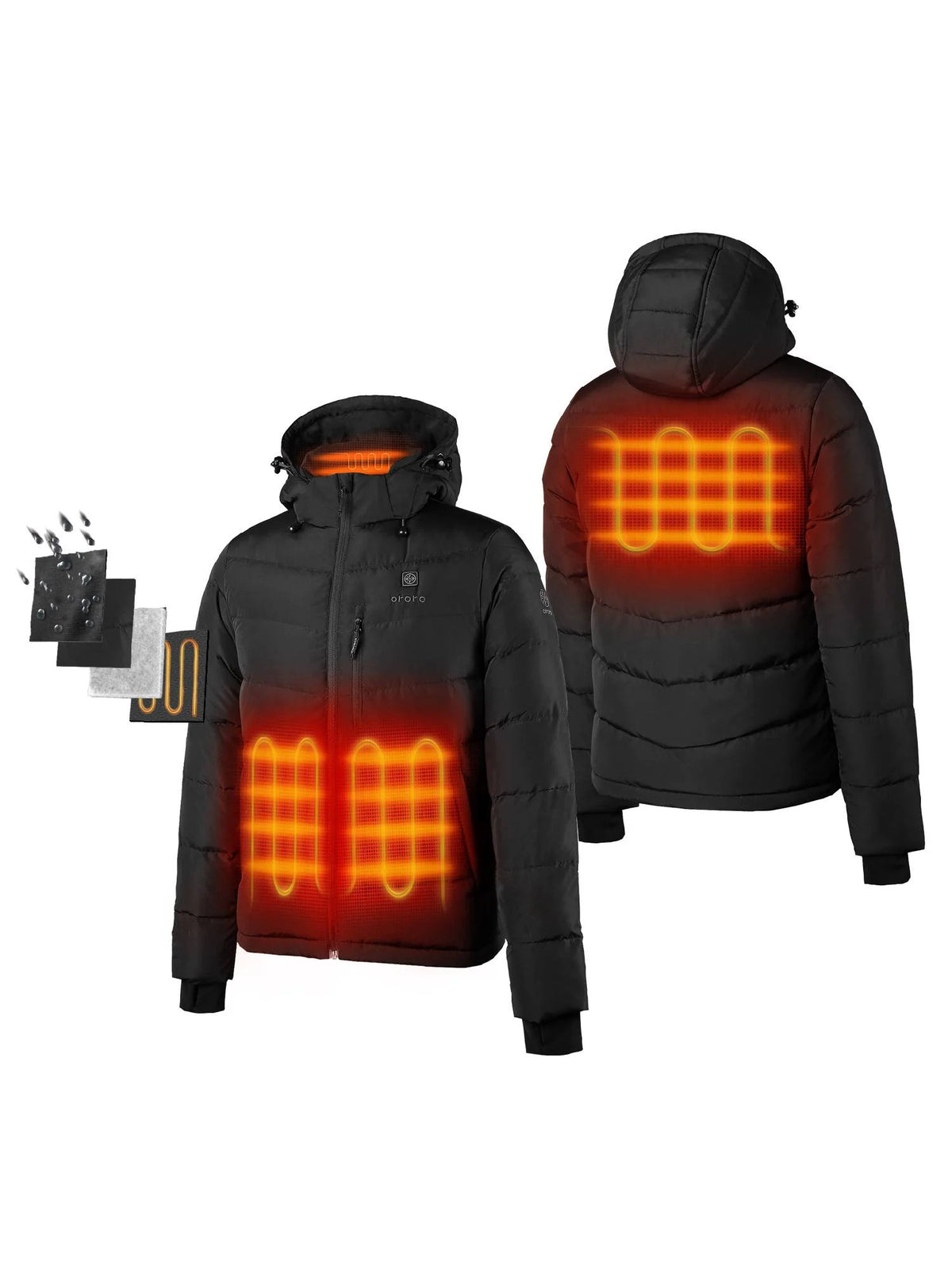 Heated Jacket with 90% Down Insulation, Black, L N330256