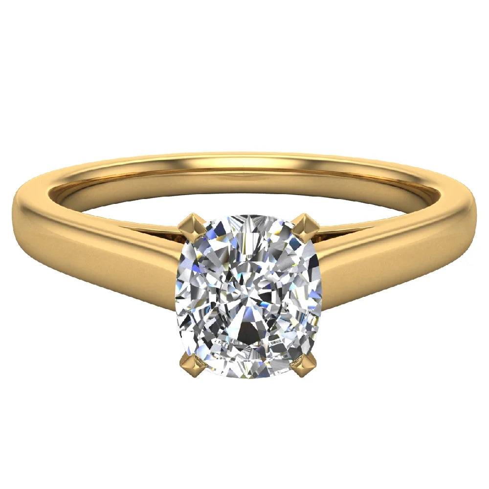 Cushion Solitaire 4-Prong 0.75 Carat 18K Gold Diamond Engagement Ring K466116