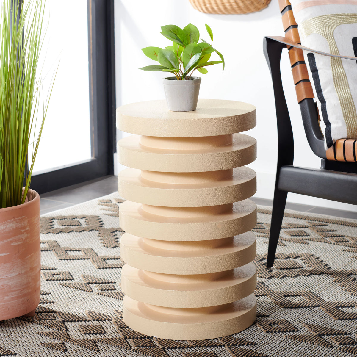 Cream Round Accent End Table P320001