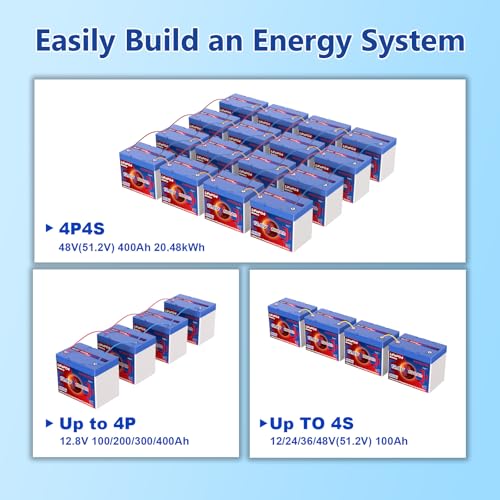 12V 100Ah Lifepo4 Battery, Bci Group 24, Built-In 100A Smart BMS E9319