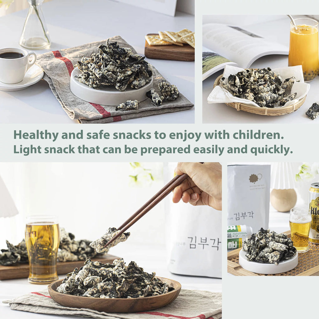 Handmade Korean Seaweed Snacks Chips with Sticky Rice, No Sugar, Vegan P612489