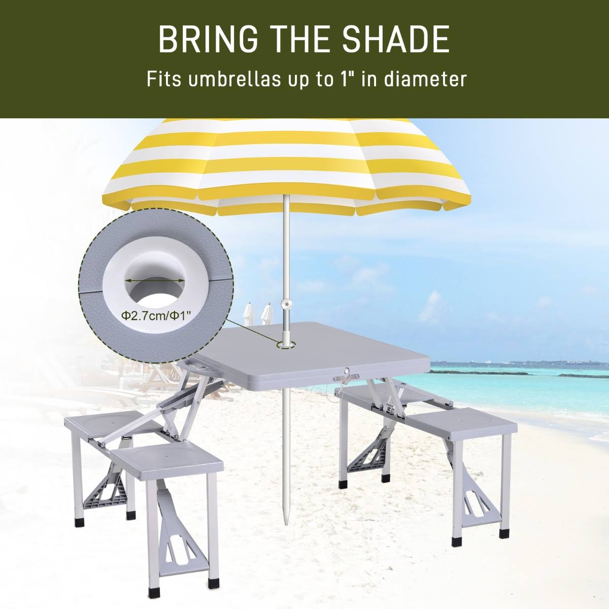 Camping Table with Chairs 4-Seat Set Foldable G352