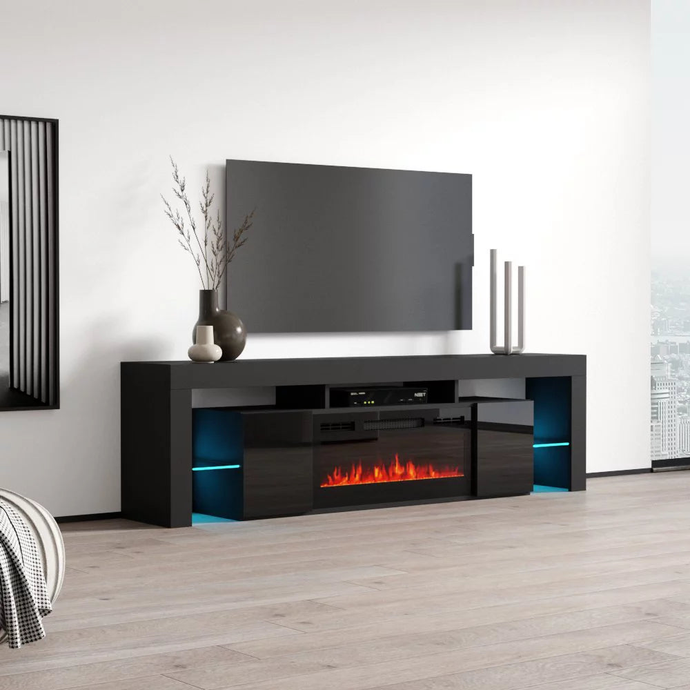 High Gloss Fireplace TV Stand with Storage Cabinets L634018