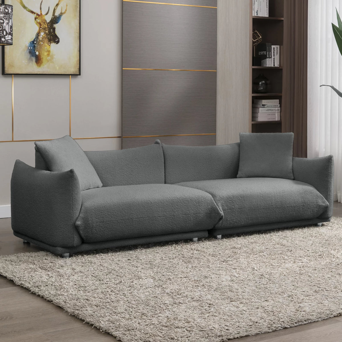 Dark Gray Lambswool Flared Arm Sofa A263765