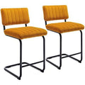 Set of 2 Velvet Barstools with Solid Metal Legs H59008