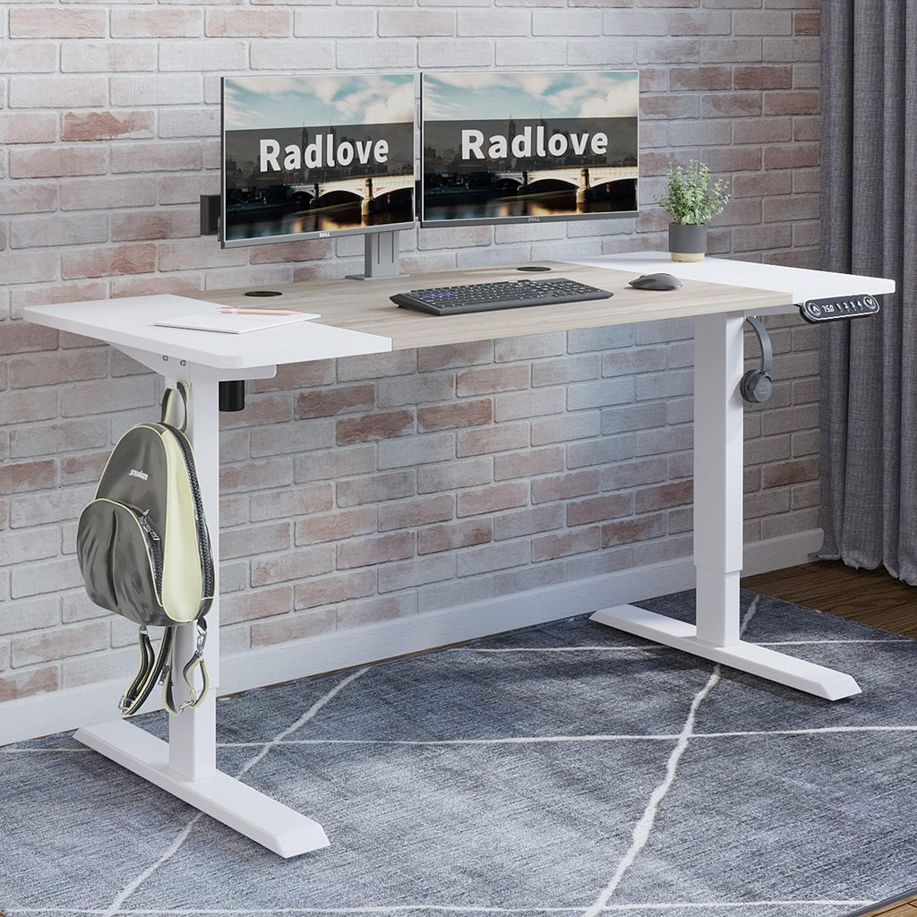 Rustic Brown Black Frame Electric Standing Desk 48 x 24 Inches B3096