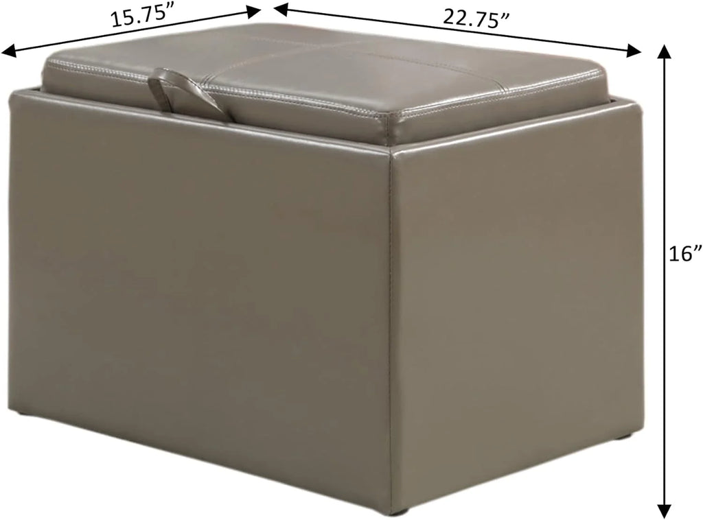 Gray Faux Leather Accent Storage Ottoman R988317