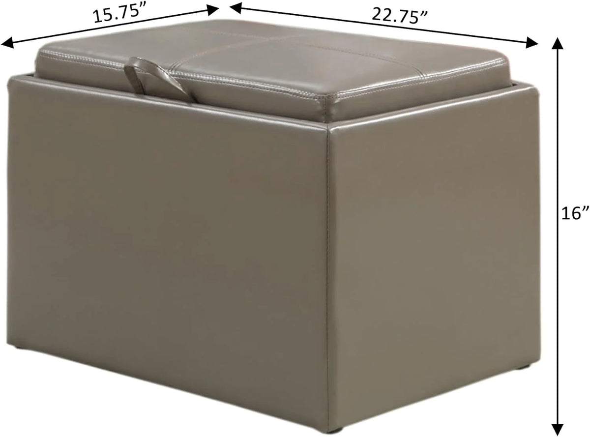 Gray Faux Leather Accent Storage Ottoman R988317