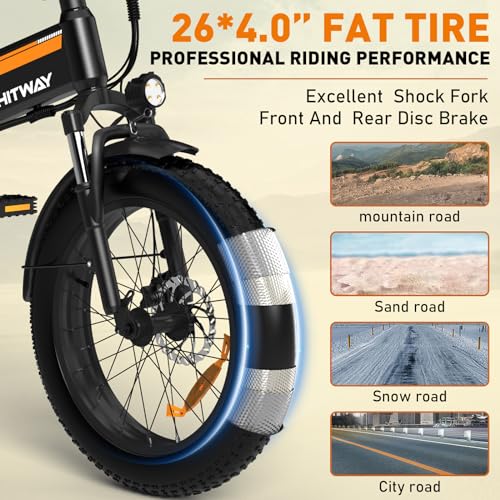 20" x4.0 Fat Tire Foldable Electric Bicycle with 750W Motor, 48V 12AH Removable Battery, 7 Gears G255414