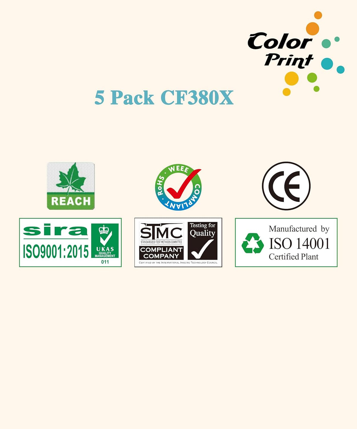 5-Pack 312X Toner Cartridge (2 Black, 1 Cyan, 1 Magenta, 1 Yellow) U62327