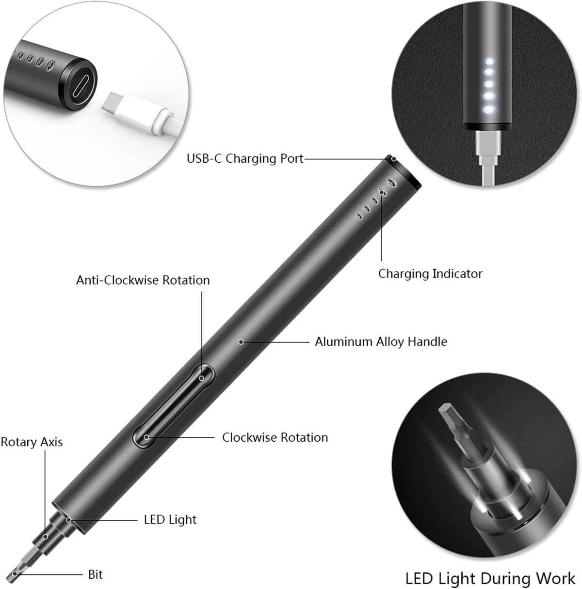Mini Electric Screwdriver Set with 55 Precision Bits & LED Light X5938