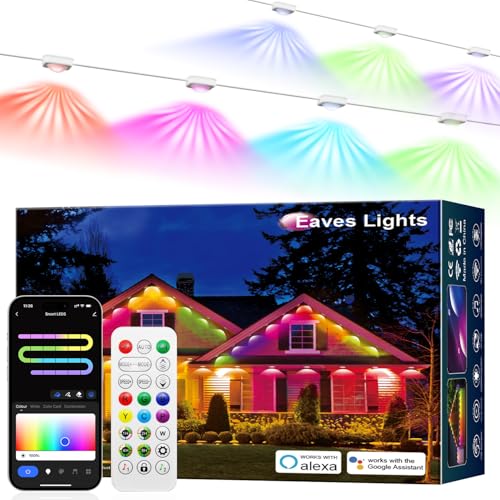 RGB+IC Christmas Eave Lights 30ft 22 LED Warm White IP68 Waterproof Smart Starry Outside Light G18440