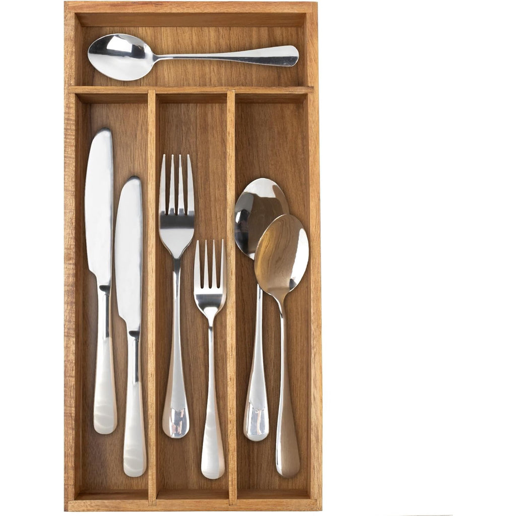 4 Slot Acacia Silverware Drawer Organizer U2505