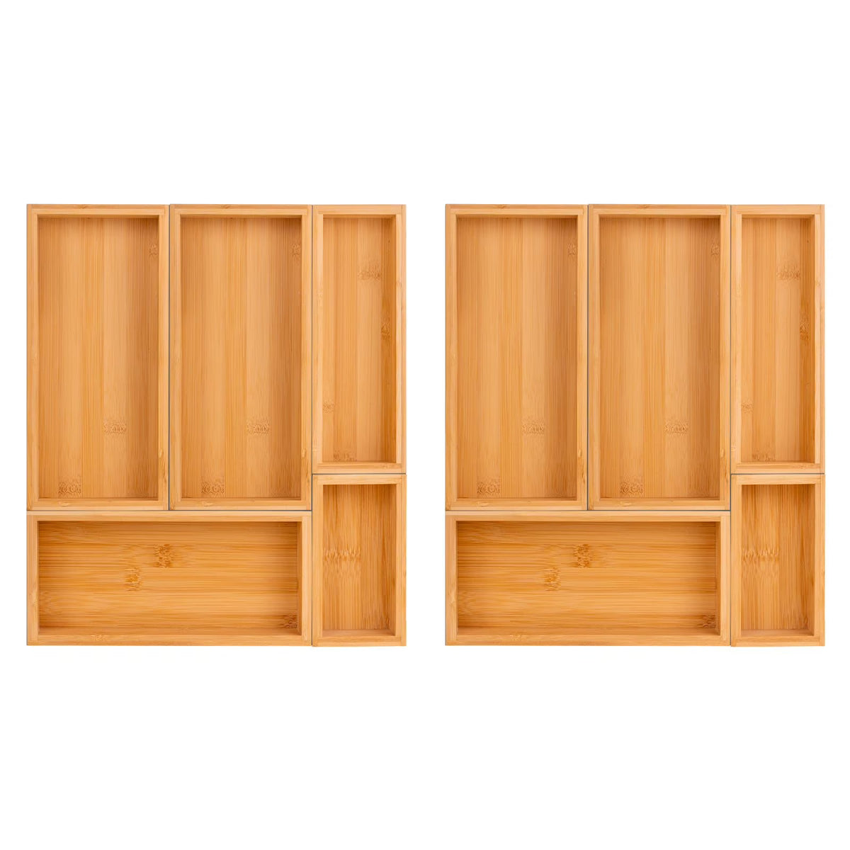 Bamboo Drawer Dividers Set, Adjustable Wooden Organizers, Stackable Trays, Brown V909376